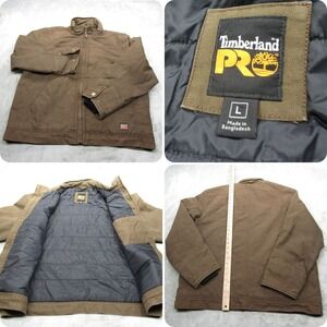 Timberland Pro Jacket Mens Large Brown Canvas Insulated Full Zip Chore‎ Workwear